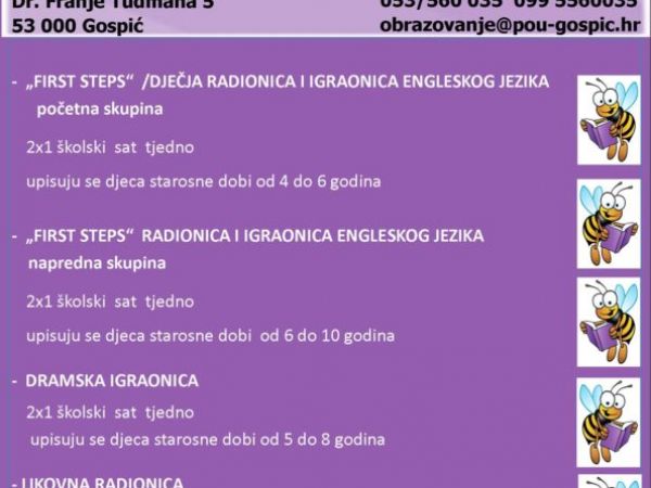 PROGRAMI ZA DJECU JESEN 2019.