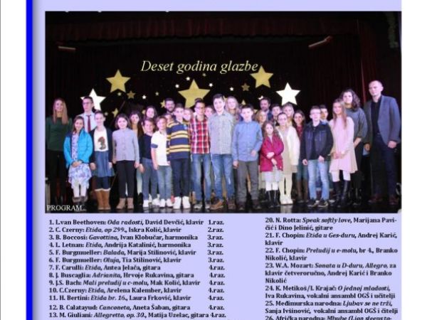 10. OBLJETNICA OSNUTKA OSNOVNE GLAZBENE ŠKOLE PRI OSNOVNOJ ŠKOLI DR. JURE TURIĆA U GOSPIĆU
