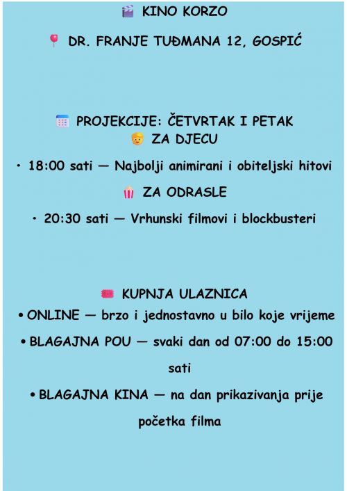 Kino Gospić - KINO KORZO GOSPIĆ