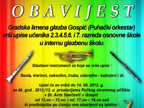 Gradska limena glazba - upisi